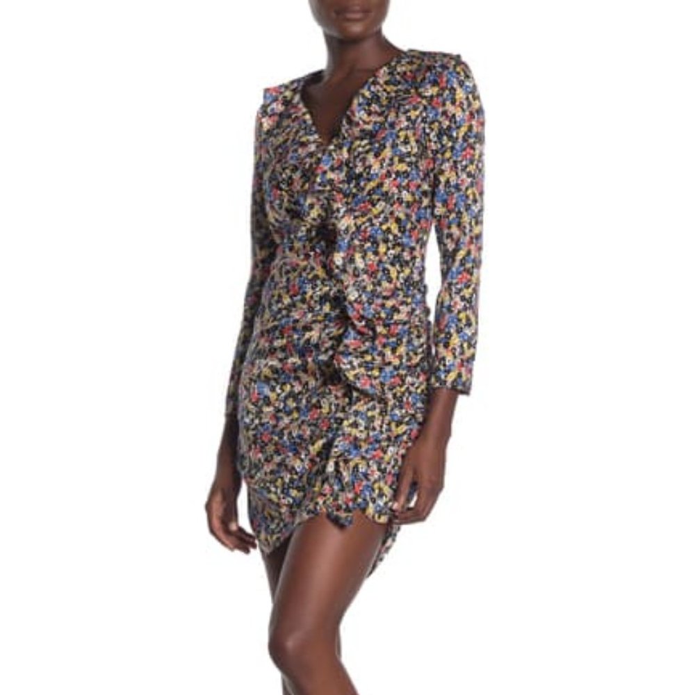 Veronica Beard Minna Floral Ruffled Silk Dress - Picture 1 of 12